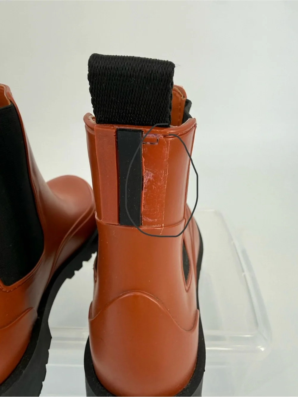 Bernardo Addison Chelsea Rain Boots Chunky Lug Sole Terracotta Orange, Size 7